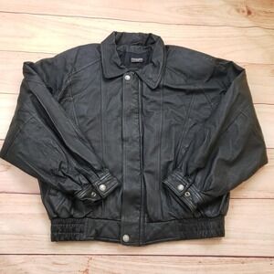 Wilsons Leather Jacket Mens Large Black Thinsulate Bomber Zip Up Warm Coat